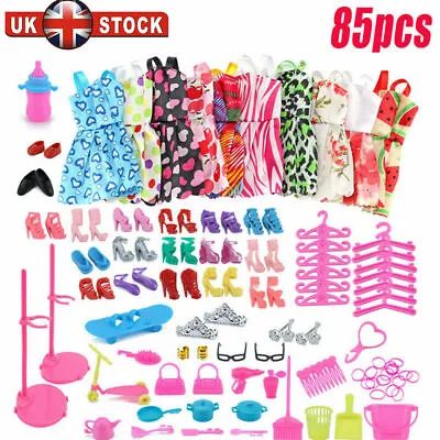 Buy 88pcs Set For Barbie Doll Dresses, Shoes And Jewellery Clothes Accessories • 8.95£