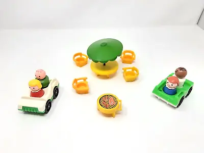 Buy Vintage 1970's Fisher Price Family Barbeque With Table & Parasol ,Cars & Figures • 12.99£