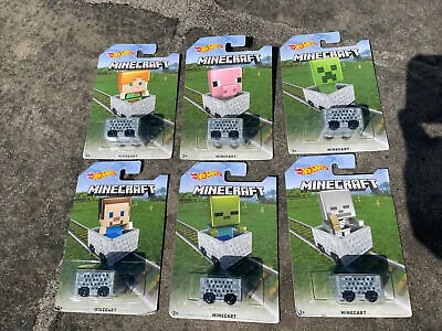 Buy Hot Wheels Minecraft Creeper Minecart Mojang CART SET OF 6 Steve Pig • 34.99£