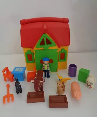 Buy Playmobil 123 Farm House Carry Along With Figure & Animals • 12.99£