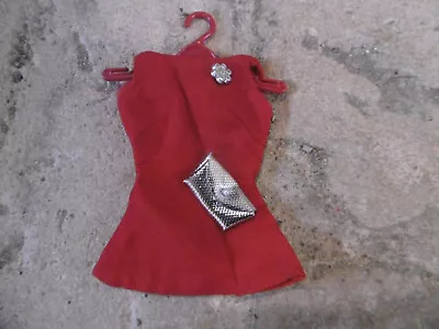 Buy 1960s Barbie By Mattel: Red Caraco + Silver Bag • 43.68£