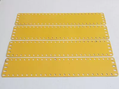 Buy 4 Meccano 5 X 25 Hole Flexible Metal Plates Part 197 English Yellow Unstamped • 12£