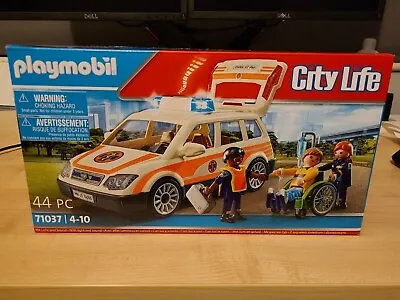 Buy Playmobil Toy Ambulance Paramedic Car City Life 44PC Lights And Sound 71037 • 15.99£