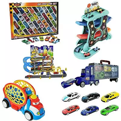 Buy Toy Die-Cast Car Play Set Race Track Garage Truck With Mini Cars Set Children • 10.99£