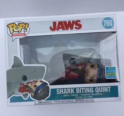 Buy Funko POP Movies Figure : Jaws #760 Shark Biting Quint • 114.99£