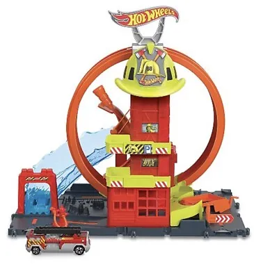 Buy Hot Wheels City Super Loop Fire Station Vehicle Playset Race Car Track Set • 30.97£