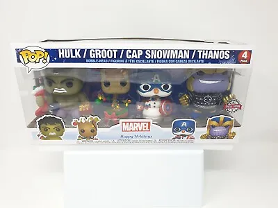 Buy Marvel 4 Pack Christmas Hulk Groot Cap Snowman Thanos Funko Pop Vinyl Holidays • 22.99£