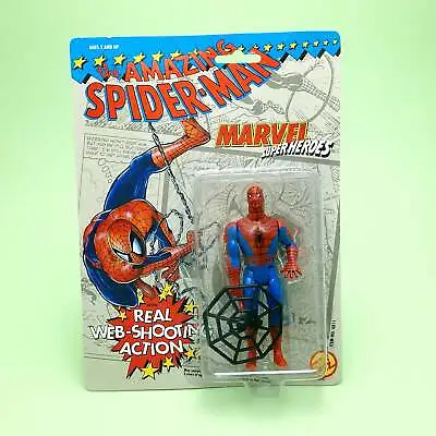 Buy MARVEL SUPER HEROES ☆ WEB-SHOOTING SPIDERMAN Figure MOC Sealed Carded Toybiz 90s • 34.99£