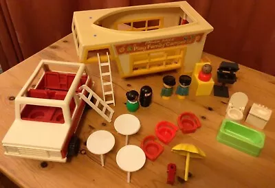 Buy 1970s/80s FISHER PRICE Jeep 5 Figures Camper Van Shell And Various Accessories • 5£