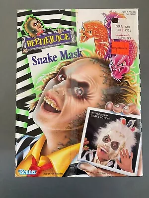 Buy Vintage Beetlejuice PUSH BUTTON Snake Mask Sealed 1988-#sjul23-288 • 42.23£