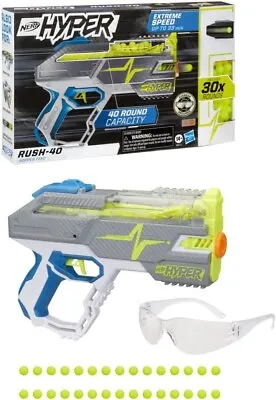 Buy NERF Hyper Rush-40 Pump Action Blaster 30x Rounds Extreme Speed New Xmas Toy Gun • 29.99£