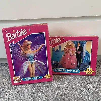 Buy Barbie 2X 100 Piece Jigsaw Puzzles Vintage Bubble Fairy & Butterfly Princess JR • 4.95£