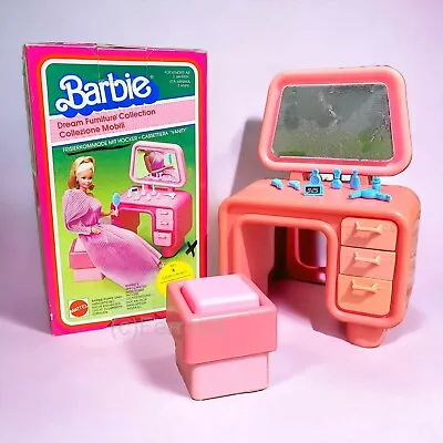 Buy Barbie Dream Furniture Collection - Vanity / Curler Dresser 1982 Vintage + Box • 110.99£