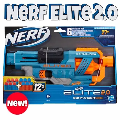 Buy NERF ELITE 2.0 COMMANDER RD 6 Blaster Gun 8+ ( 12 Darts ) Kids Toy 18 Dart Clip • 12.99£
