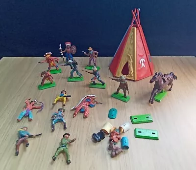 Buy Vintage 1970's Britains - Timpo Toy  Cowboys + Indians + Wigwam + Spares  • 15£