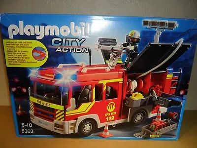 Buy PLAYMOBIL FIRE ENGINE 5363 COMPLETE+BOXED (Lights Sounds,Equipment) • 28.99£