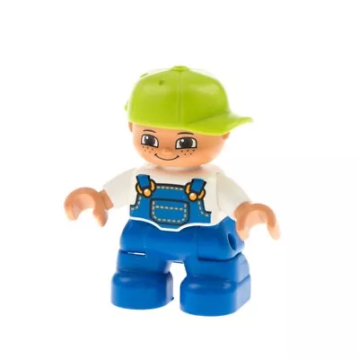 Buy 1x LEGO Duplo Figure Child Boy Blue Dungpants T-Shirt White Basecap 47205pb025 • 3.90£