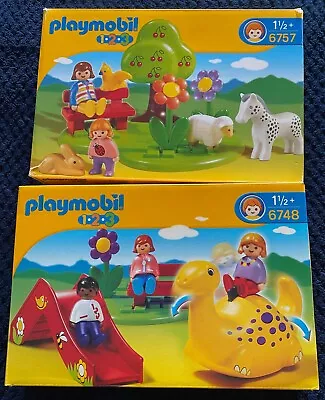Buy 2 Vintage Playmobil 123 Sets - Playground 6748 & Meadow 6757 - In Original Boxes • 12£