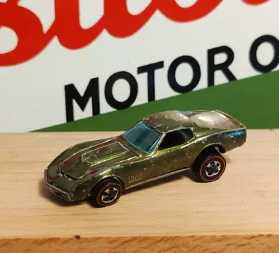 Buy Very Rare Vintage Hot Wheels Mattel Redline Custom Corvette Olive Green 1967 • 49.99£