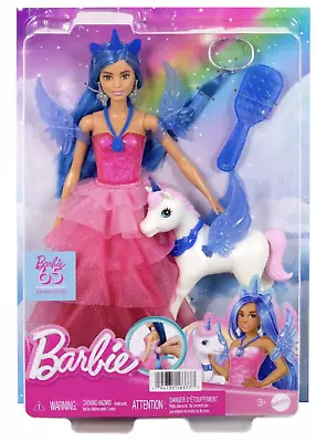 Buy Barbie Unicorn 65th Anniversary Doll With Blue Hair Pink Gown Toy New With Box • 36.10£