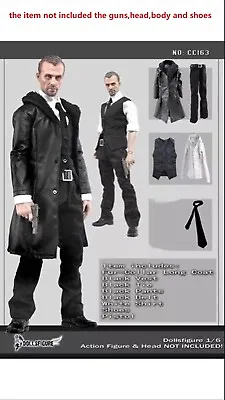 Buy 1/6 Gang Style Men Leather Long Coat Shirt Agent Suit For Hot Toys Body • 27.59£