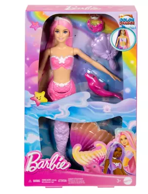 Buy Barbie Colour Change Mermaid Doll - Girls Toyset Playset Swimming Haircut Toys • 33.99£