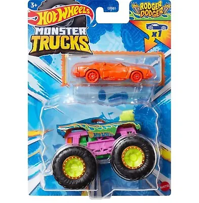 Buy Hot Wheels Monster Trucks Rodger Dodger 1:64 + Bonus Crushed Die Cast Car NEW • 12.99£