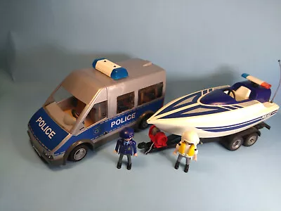 Buy Playmobil 9236 Police Van & Speed Boat 2x Figures Working Light Siren Bundle • 13£