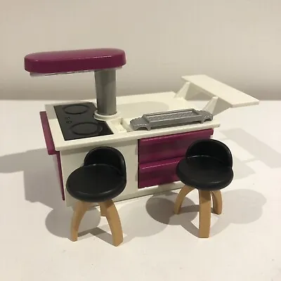 Buy Playmobil Dollshouse Mansion Furniture: Kitchen Island With Two Bar Chairs • 5£