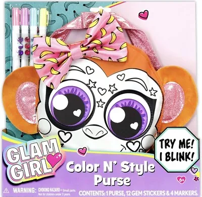 Buy Tara Toys Glam Girls : Color N Styles Monkey Messenger Bag -Purse Decoration Set • 13.50£