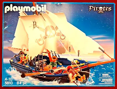 Buy Playmobil 5810 Pirate Ship Corsair Floats Treasure Chest Canon 84 Piece Set 4+ • 32.99£