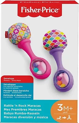 Buy Fisher-Price Baby Newborn Toys Rattle 'n 2 Count (Pack Of 1), Pink/Purple  • 13.22£