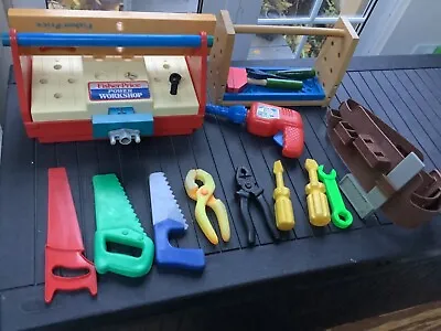 Buy  Vintage Fisher Price POWER WORKSHOP And Selection Of Tools Plastic And Wooden • 10£