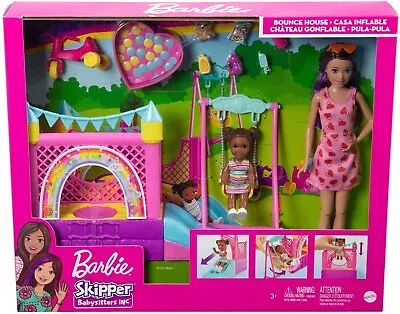 Buy 21454557-2 Barbie Dressing Doll Skipper Babysitters Bouncing Castle Play Set, With Dolls • 9.43£