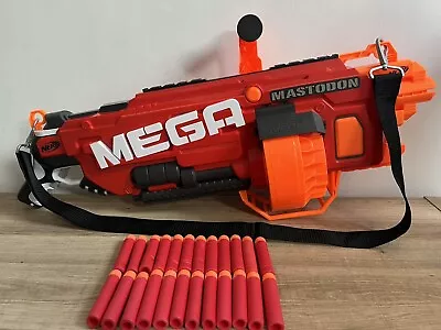 Buy NERF MEGA MASTODON Blaster Gun Battery Powered W/ Shoulder Strap & X24 Darts VGC • 32.99£