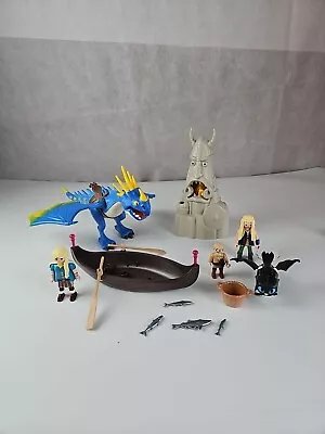 Buy Playmobil 9247 Stormfly With Figures Boat Light Up Statue Toothless Toy Bundle  • 42£