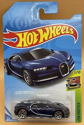 Buy Hot Wheels Exotics 7/10 '16 Bugatti Chiron Met Blue 236/250 Long Card New FYB49 • 10.99£