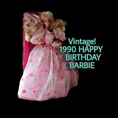 Buy Vintage 1990 HAPPY BIRTHDAY BARBIE Doll Glitter Gown, Doll Stand, & Pink Shoes • 23.63£