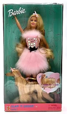Buy 1999 Glam N' Groom Barbie Doll & Dog Lacey / Afghan Hound / Mattel 27271, NrfB • 171.21£