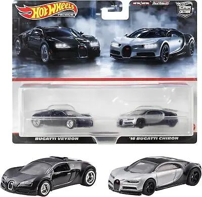 Buy 1:64 Hot Wheels 2024 Premium 2-Pack Bugatti Veyron + Bugatti Chiron 979W • 33.28£