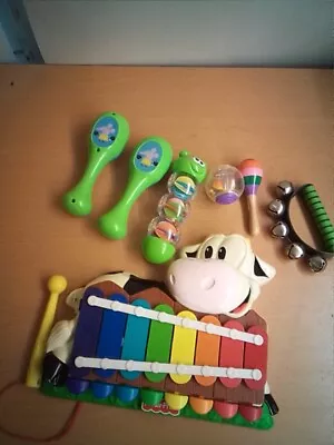 Buy Fisher Price Cow Xylophone & Children's Percussion Musical Instruments Bundle • 10£