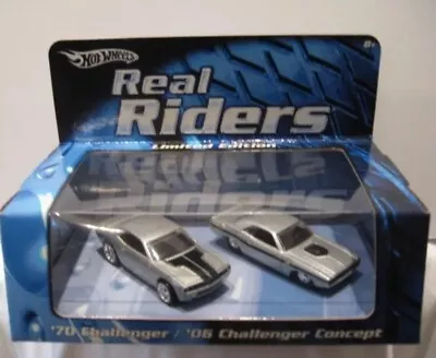 Buy 1:64 Hot Wheels REAL RIDERS  2 CAR SET 1970 CHALLENGER & 2006 CHALLENGER CONCEPT • 22.50£