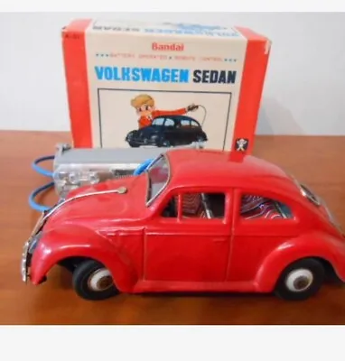 Buy BC BANDAI VW Volkswagen Sedan Beetle Tin Toy 1950s Vintage Red W/Box F/S FEDEX • 872.08£