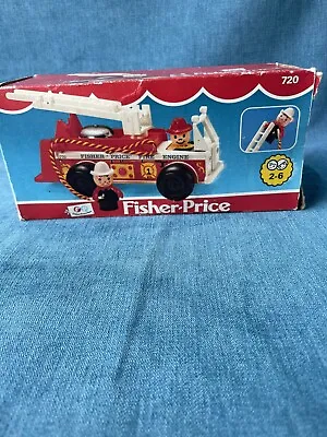 Buy 1977 Vintage Fisher Price #720 PLAY FAMILY FIRE ENGINE With Ringer BOXED VGC • 24£