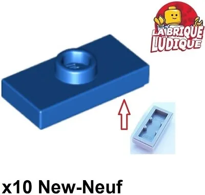 Buy LEGO 10x Plate Modified 1x2 1 Stud Groove Center Tenon Mid Blue/Blue 15573 • 1.58£