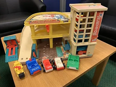 Buy Vintage Fisher Price Garage With Cars, Figures And Minibus • 80£