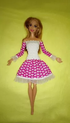 Buy Barbie Dolls Dress Clothing Pink White Princess Ball Gown Summer Fashion K51 • 6.06£