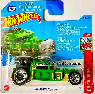Buy Hot Wheels Fits Lego Car Brick And Motor Green Build On Removable Parts Mattel • 12£