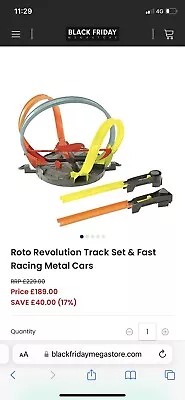Buy Hot Wheels Roto Revolution Track Set & Fast Racing Metal Cars • 20£