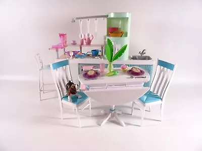 Buy Vintage Barbie Furniture Kitchenette Dining Room Folding Table + Chairs + Accessories (14461) • 25.69£